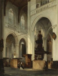 Springer Cornelis Interior Of The New Church In Amsterdam 1846