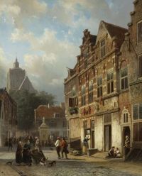 Springer Cornelis The Koopmansstraat And Market Brielle 1854