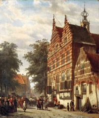 Springer Cornelis The Town Hall And Market Square Of Naarden 1865 canvas print