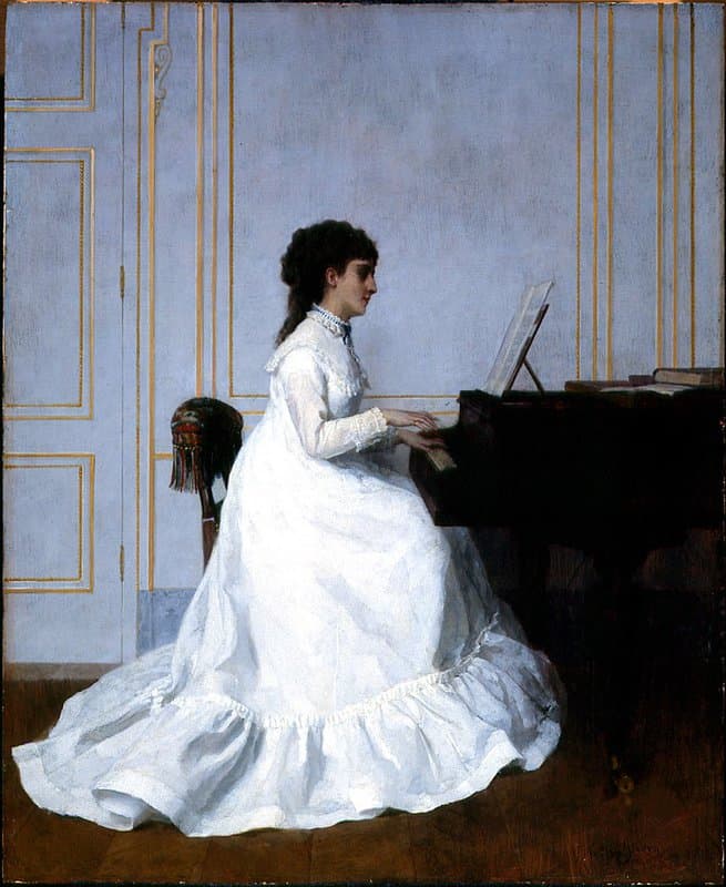 Stevens Alfred Eva Gonzales At The Piano 1879 canvas print