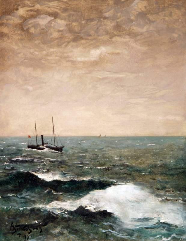 Stevens Alfred Marine With Steamer 1893 canvas print