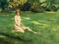 Stewart Julius Leblanc A Nude On The Lawn canvas print
