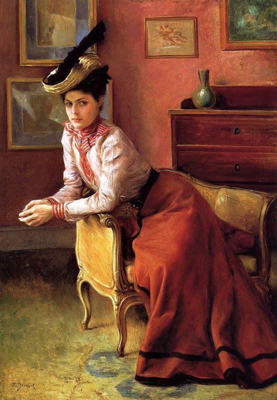 Stewart Julius Leblanc An Elegant Lady On The Sofa Ca. 1895 canvas print