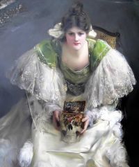 ستيوارت يوليوس لوبلان سيدة أنيقة جالسة 1900 مطبوعة على القماش