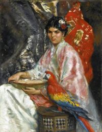 Stewart Julius Leblanc Lady With A Parrot 1875 canvas print