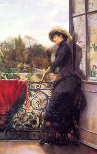 لوحة ستيوارت يوليوس لوبلان أون ذا تيراس 1884