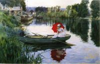 Stewart Julius Leblanc Quiet Day On The Seine 1880