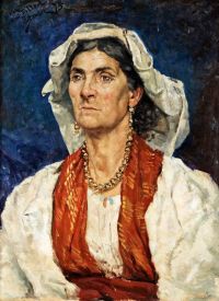 ستيوارت يوليوس لوبلان امرأة ذات وشاح أحمر وغطاء رأس أبيض 1875 مطبوعة على القماش