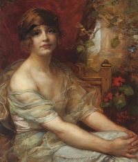 Stock Henry John Portrait Of Winifred Ianthe Clayton 1895 1975 Seated Half Length In A Blue Dress 1913 canvas print