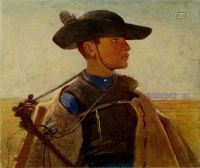 Stokes Adrian Scott Ein junger Magyar Csikos auf der großen Puszta von Hortobagy Ca. Leinwanddruck von 1909