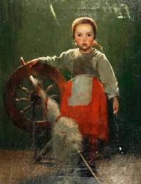 Stokes Adrian Scott Young Girl With A Spinning Wheel canvas print