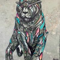 Tigre abstracto de arte callejero