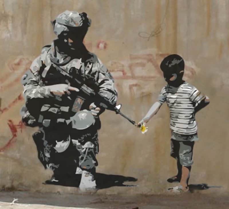 Tableaux sur toile, reproduction de Street Art Banksy Peace Soldier