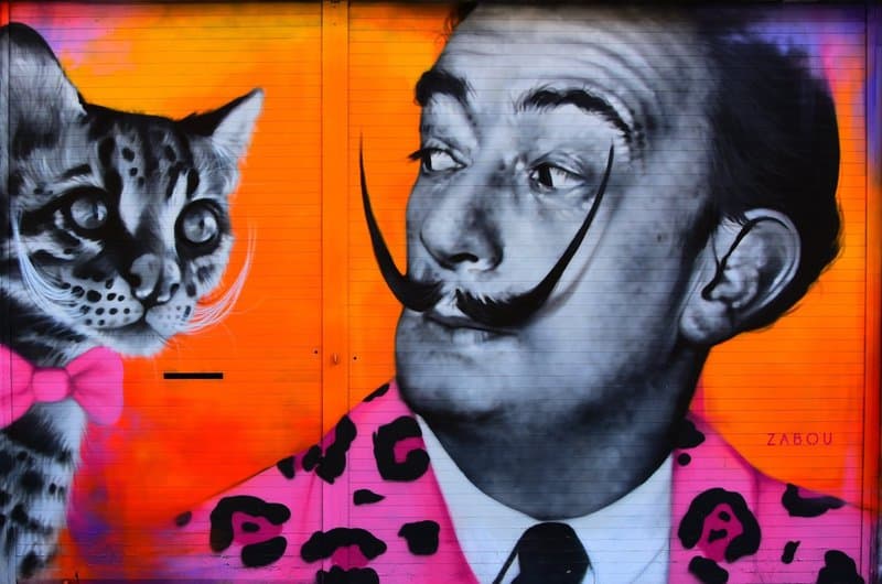 Tableaux sur toile, reproduction de Street Art Dali And The Cat