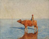 Styka Adam A Boy Riding A Water Buffalo canvas print