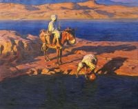 Styka Adam Sunset At The Oasis Before 1927 canvas print