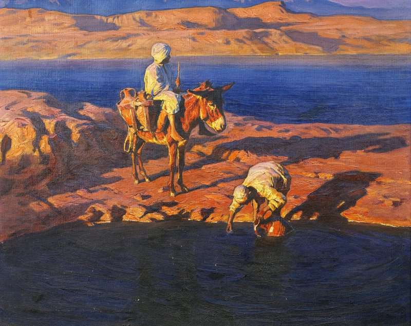 Styka Adam Sunset At The Oasis Before 1927 canvas print