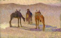 Styka Adam Three Camels In The Desert canvas print