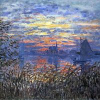 Zonsondergang op de Seine door Monet