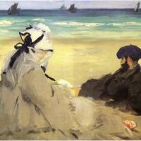 Op het strand 1873 door Manet