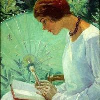 سوزان ريكر نوكس تقرأ في الحديقة 1925
