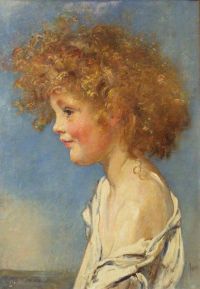Swynnerton Annie Louisa Portrait Of A Young Girl With Curly Hair Bust Length
