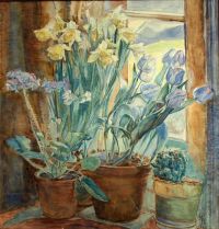 آنا Syberg زهور الربيع في نافذة