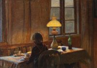 Syberg Anna The Artist S Son Lars Jacob Zakker Sitting At The Dining Table 1907 08 canvas print