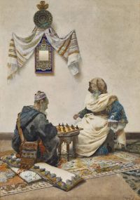 Tapiro Y Baro Jose A Game Of Draughts Ca. 1888 طباعة قماش