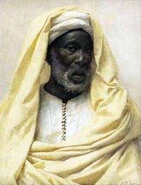 Tapiro Y Baro Jose African Man Dressed In Yellow canvas print