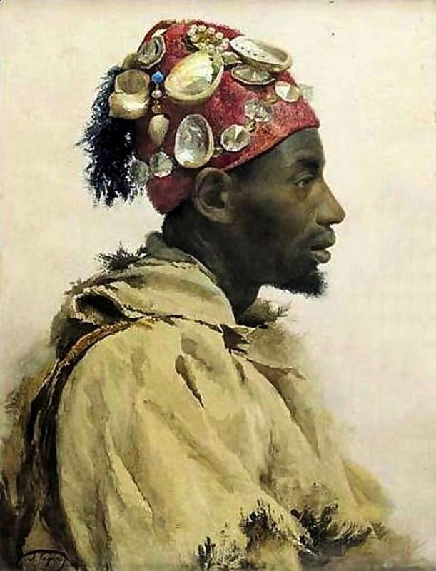 Tapiro Y Baro Jose Aka An Arab Man Wearing A Hat Decorated With Shells canvas print