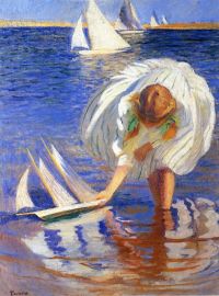 Tarbell Edmund Charles Girl With Sailboat canvas print