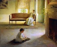 Tarbell Edmund Charles Interior With Mother And Child