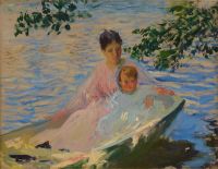 تاربيل إدموند تشارلز لوحة قماشية للأم والطفل في قارب 1892