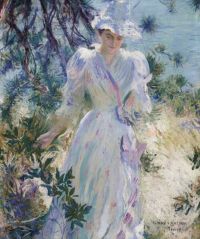 Tarbell Edmund Charles My Wife Emeline In A Garden 1890 canvas print