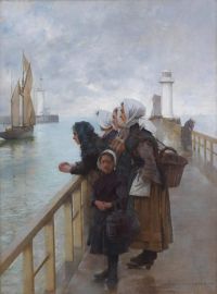 Tayler Albert Chevalier Waiting For The Boats Boulogne Harbour 1890