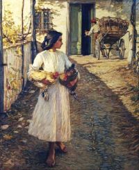 Thangue Henry Herbert La Selling Chickens In Liguria 1906 canvas print