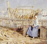 Thangue Henry Herbert La The Boat Builders Yard Cancale Brittany 1881 canvas print