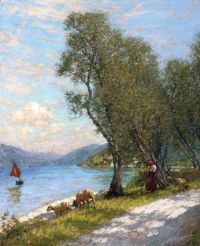 Thangue Henry Herbert La Veronese Shepherdess Lake Garda canvas print