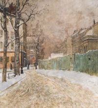Thaulow Frits A Parisian Street Scene In Winter 1897 98 canvas print