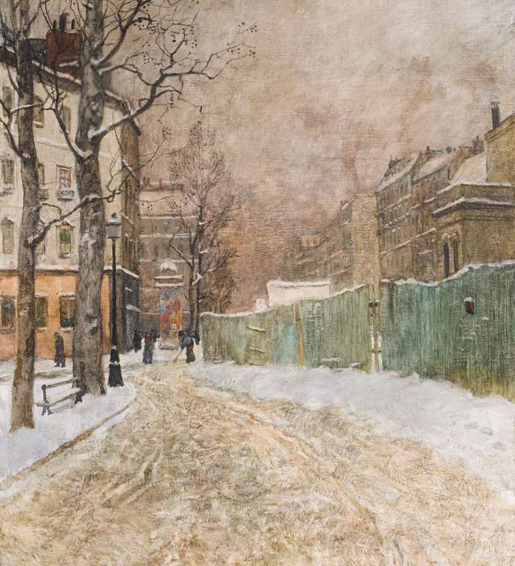 Thaulow Frits A Parisian Street Scene In Winter 1897 98 canvas print