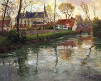Thaulow Frits A River Landscape With A Church Beyond