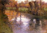 Thaulow Frits An Orchard On The Banks Of A River