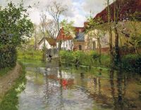 Thaulow Frits Cottages By A River canvas print