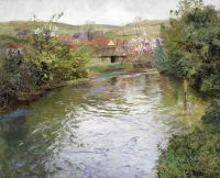 Thaulow Frits Farmhouses On The Banks Of A Stream canvas print