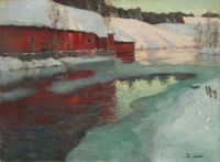 Thaulow Frits Freezing River canvas print