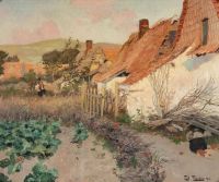Thaulow Frits In The Backyard canvas print