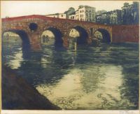 Thaulow Frits Ponte Pietra Verona Ca. 1900 قماش مطبوع