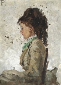 Thaulow Frits Porträt der ersten Frau des Malers Ingeborg Charlotte Gad Leinwanddruck