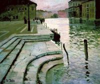Thaulow Frits The Accademia Steps Venice 1897 99 canvas print